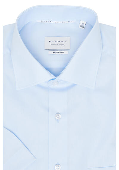 Produktbild fr 'ETERNA Modern Fit Hemd Halbarm New Kent Kragen Popeline hellblau'