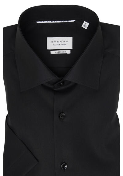 Produktbild fr 'ETERNA Modern Fit Hemd Halbarm New Kent Kragen Popeline schwarz'