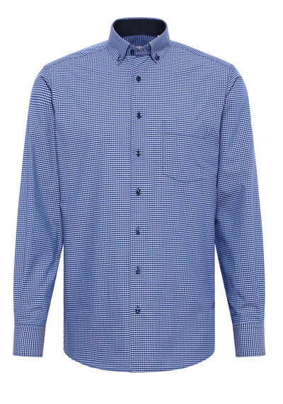 Produktbild fr 'ETERNA Modern Fit Hemd Langarm Button Down Kragen Karo blau'