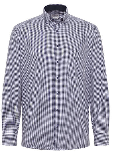 Produktbild fr 'ETERNA Comfort Fit Hemd Langarm Button Down Kragen Karo navy'