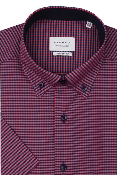 Produktbild f�r 'ETERNA Comfort Fit Hemd Halbarm Button Down Kragen Karo rot'