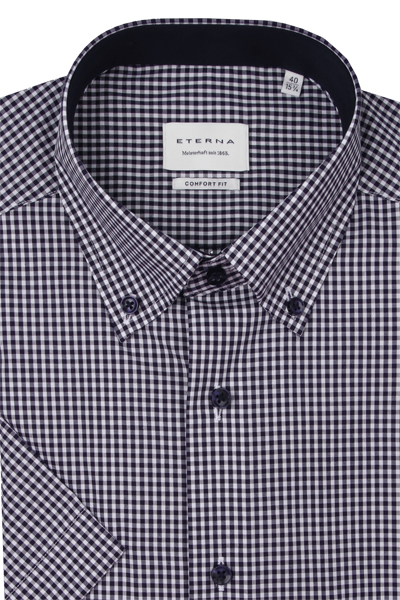 Produktbild f�r 'ETERNA Comfort Fit Hemd Halbarm Button Down Kragen Karo navy'