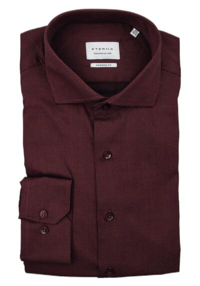 ETERNA Modern Fit Hemd extra langer Arm Haifischkragen Muster rot