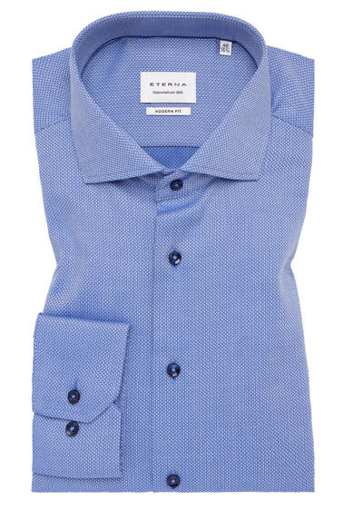 ETERNA Modern Fit Hemd super langer Arm Haifischkragen Muster hellblau preisreduziert