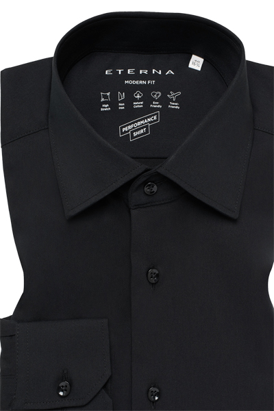 Produktbild fr 'ETERNA Modern Fit Hemd Performance Shirt Langarm New Kent Kragen schwarz'