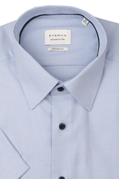 Produktbild fr 'ETERNA Modern Fit Hemd Halbarm New Kent Kragen Struktur hellblau'