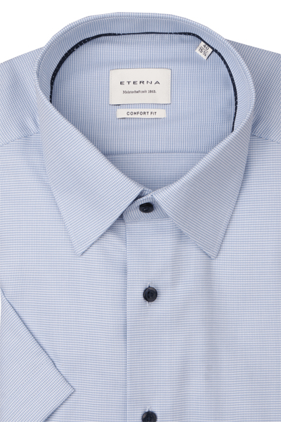 Produktbild fr 'ETERNA Comfort Fit Hemd Halbarm New Kent Kragen Struktur hellblau'