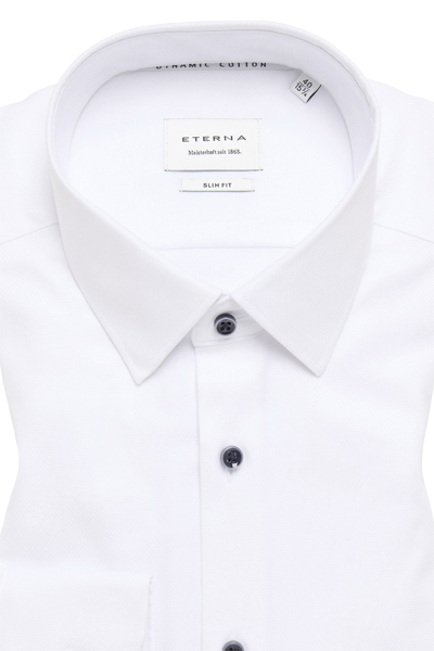 Produktbild fr 'ETERNA Slim Fit Dynamic Cotton Hemd Langarm Struktur wei'