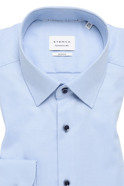 Produktbild fr 'ETERNA Slim Fit Dynamic Cotton Hemd Langarm Struktur hellblau'