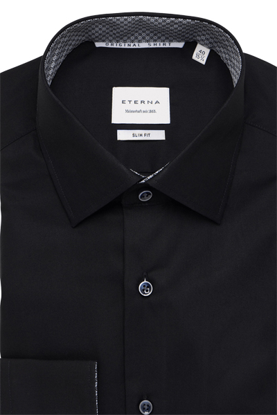 Produktbild fr 'ETERNA Slim Fit Hemd Langarm New Kent Kragen schwarz'