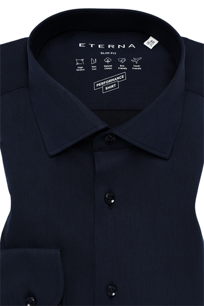 Produktbild fr 'ETERNA Slim Fit Hemd Performance Shirt Langarm New Kent Kragen schwarz'