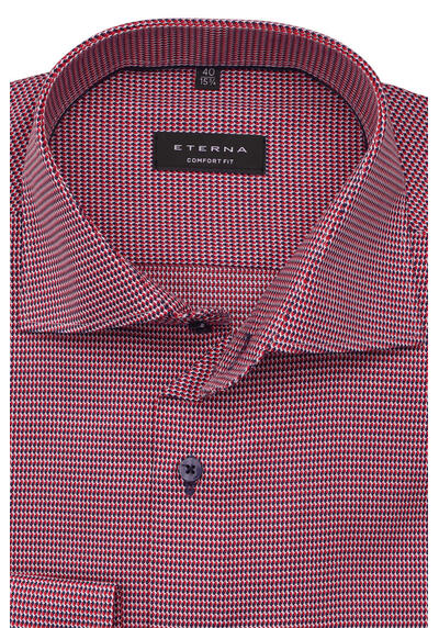 ETERNA Comfort Fit Hemd super langer Arm New Kent Kragen Muster rot
