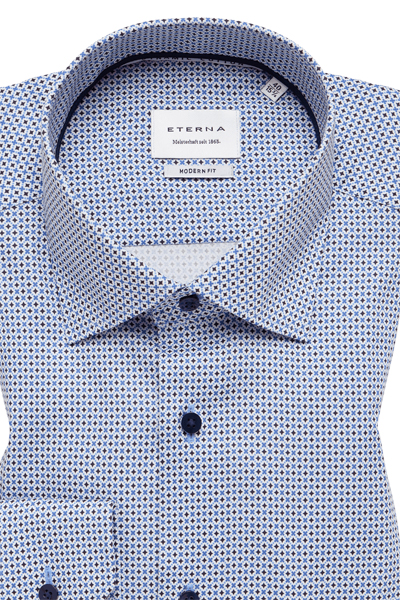 Produktbild f�r 'ETERNA Modern Fit Dynamic Cotton Hemd extra langer Arm Muster blau'