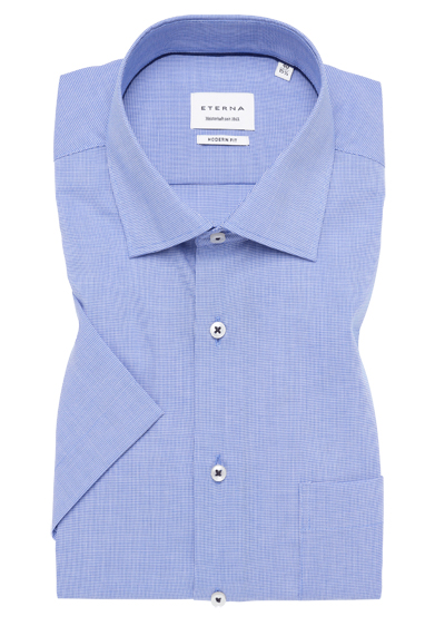 ETERNA Modern Fit Hemd Halbarm New Kent Kragen Struktur dunkelblau