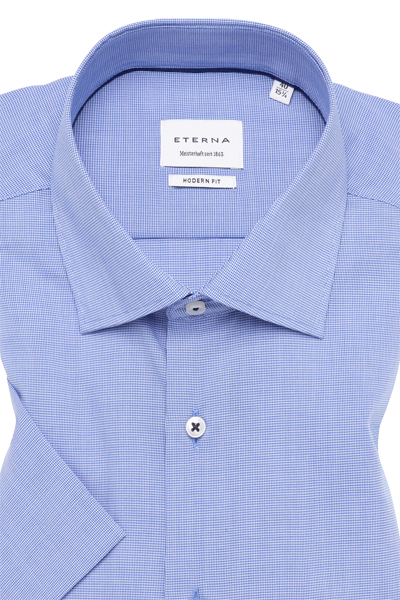 Produktbild f�r 'ETERNA Modern Fit Hemd Halbarm New Kent Kragen Struktur dunkelblau'