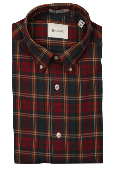 GANT Regular Hemd Langarm Button Down Kragen Multikaro rot