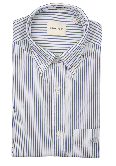 GANT Regular Hemd Langarm Button Down Kragen Streifen blau