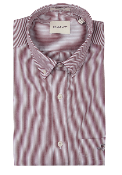 GANT Regular Hemd Langarm Button Down Kragen Streifen dunkelrot preisreduziert