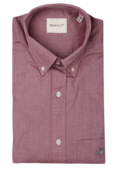 GANT Regular Hemd Langarm Button Down Kragen Popeline weinrot preisreduziert