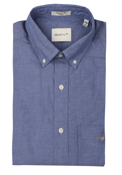 GANT Regular Hemd Langarm Button Down Kragen Popeline dunkelblau preisreduziert