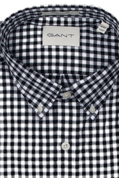 Produktbild fr 'GANT Regular Hemd Langarm Button Down Kragen Karo schwarz'