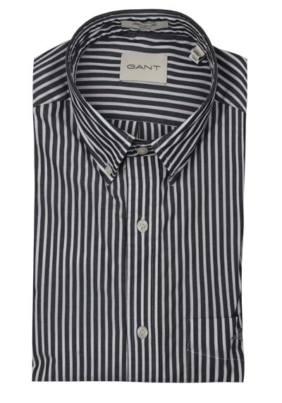 GANT Regular Hemd Langarm Button Down Kragen Streifen schwarz