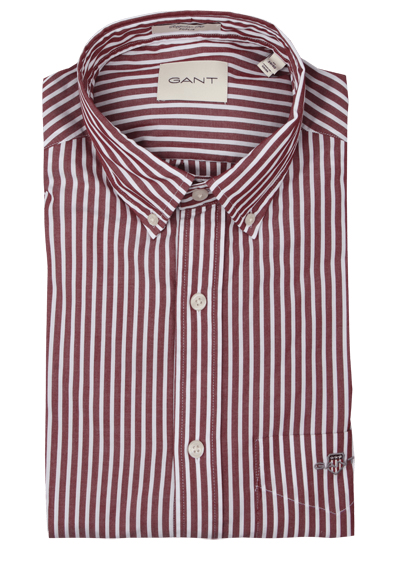 GANT Regular Hemd Langarm Button Down Kragen Streifen rot preisreduziert