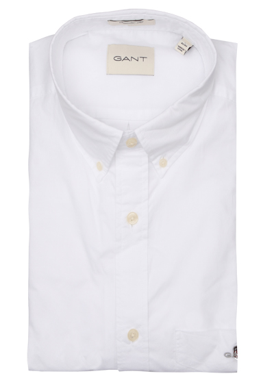GANT Regular Hemd Langarm Button Down Kragen Oxford wei