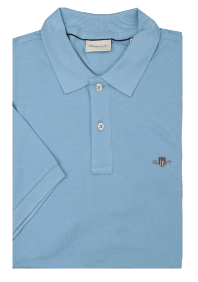 GANT Regular Polo Halbarm geknpfter Polokragen Pique hellblau