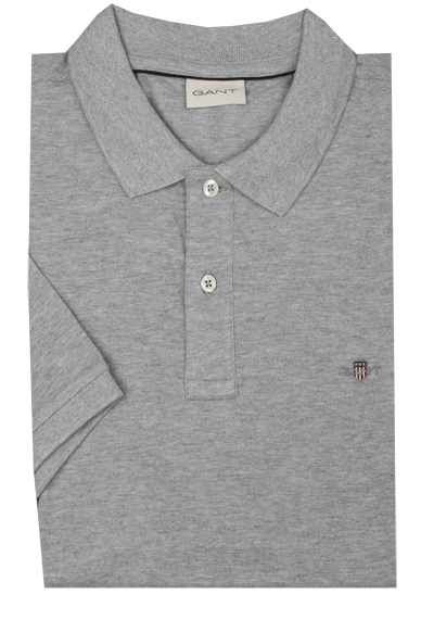 GANT Regular Polo Halbarm geknpfter Polokragen Pique grau