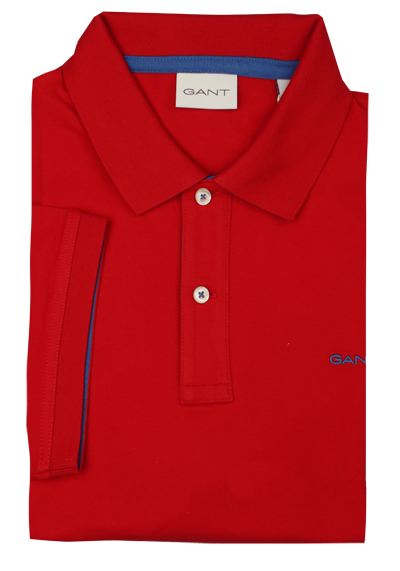 GANT Regular Polo Halbarm geknpfter Polokragen Stretch Pique rot