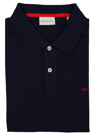 GANT Regular Polo Halbarm geknpfter Polokragen Stretch Pique nachtblau
