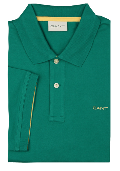 GANT Regular Polo Halbarm geknpfter Polokragen Stretch Pique grn