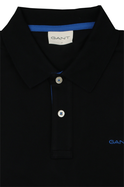 Produktbild fr 'GANT Regular Polo Halbarm geknpfter Polokragen Stretch Pique schwarz'