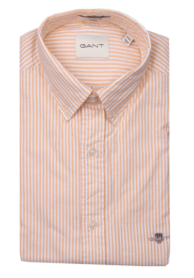 GANT Regular Hemd Langarm Button Down Kragen Oxford Streifen gelb