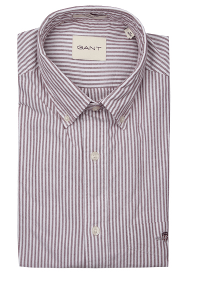 GANT Regular Hemd Langarm Button Down Kragen Oxford Streifen rot preisreduziert