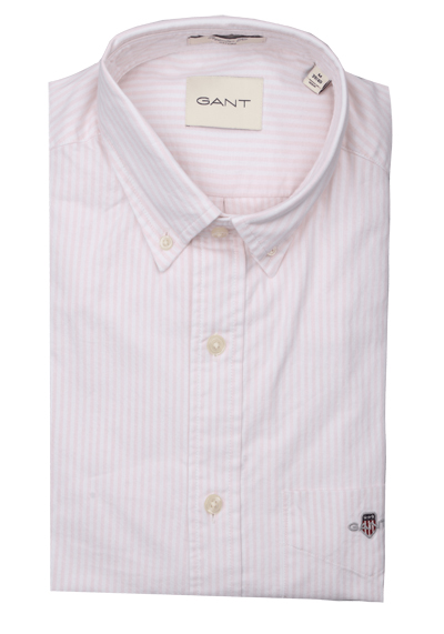 GANT Regular Hemd Langarm Button Down Kragen Oxford Streifen rosa preisreduziert