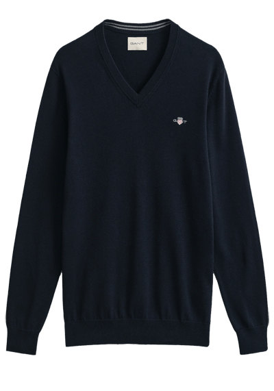 GANT Regular Pullover Langarm V-Ausschnitt Strick nachtblau