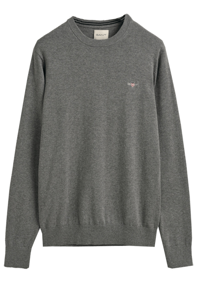 GANT Regular Pullover Langarm Rundhalsausschnitt Strick grau preisreduziert