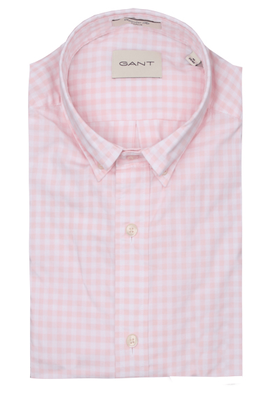 GANT Regular Hemd Langarm Button Down Kragen Karo rosa