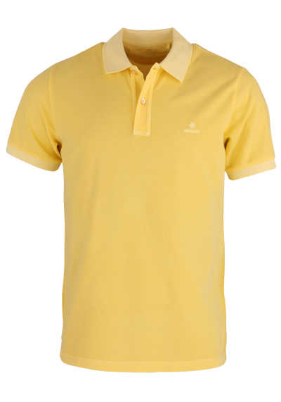 GANT Kurzarm Poloshirt Polokragen geknöpft Logo-Stick gelb
