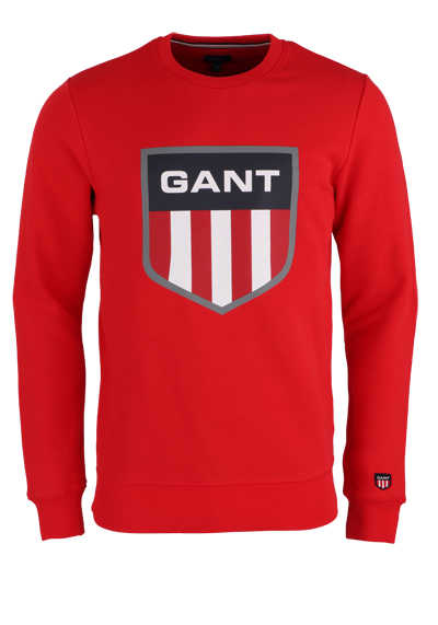 GANT Langarm Sweatshirt Rundhals Front-Print rot preisreduziert