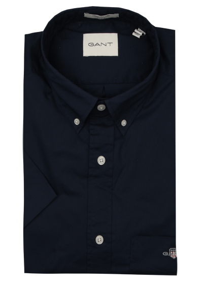 Produktbild für 'GANT Regular Hemd Halbarm Button Down Kragen Popeline dunkelblau'