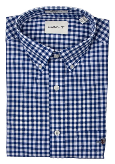 Produktbild für 'GANT Regular Hemd Langarm Button Down Kragen Karo blau'