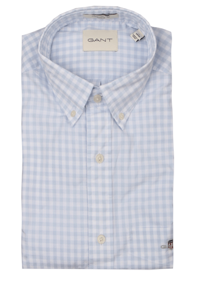 Produktbild für 'GANT Regular Hemd Langarm Button Down Kragen Karo hellblau'