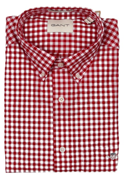 Produktbild für 'GANT Regular Hemd Langarm Button Down Kragen Karo rot'