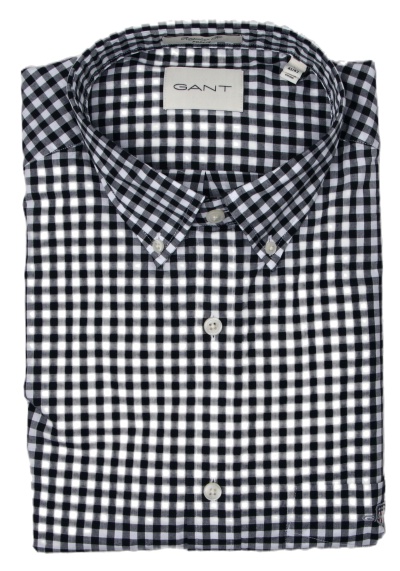 Produktbild für 'GANT Regular Hemd Langarm Button Down Kragen Karo schwarz'