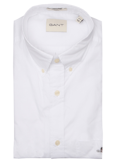 Produktbild für 'GANT Regular Hemd Langarm Button Down Kragen Popeline wei'