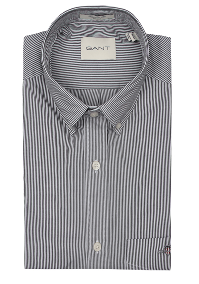Produktbild für 'GANT Regular Hemd Langarm Button Down Kragen Streifen schwarz'