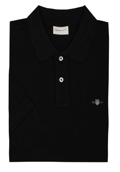 Produktbild für 'GANT Regular Polo Halbarm geknpfter Polokragen Stretch Pique schwarz'